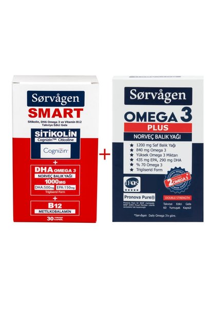 SİTİKOLİN, DHA OMEGA 3, B12 (30 KAPSÜL) + OMEGA 3 PLUS NORVEÇ BALIK YAĞI