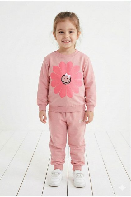 Double Flower Printed Girl's Set