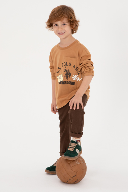 Boy's Camel Crew Neck Single Jersey Sweatshirt 50316489-Vr015
