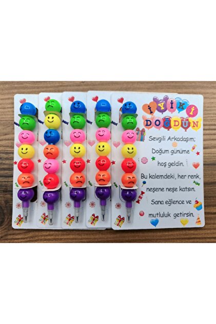 15 ADET Doğum Günü, Arkadaş Hediyesi Emoji Yumurtlayan Renkli Emojili Kalem