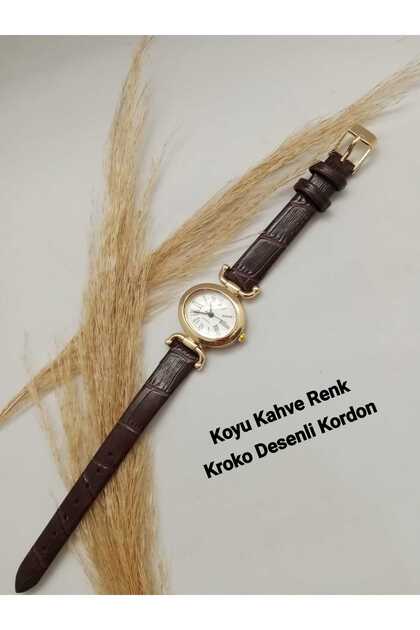 Retro Minimal Dark Coffee Color Cord Vintage Women Wristwatch New Fashion
