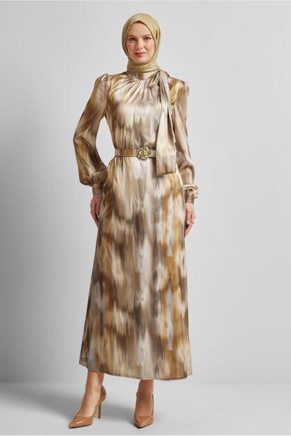 Belted Satin Dress 45422