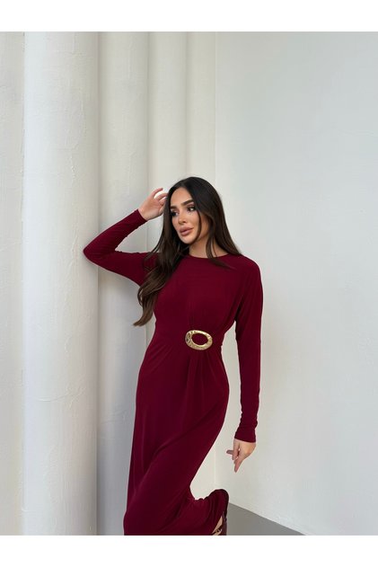Sandy front buckle and gathered detail dress