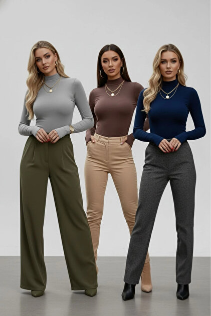 Set de 3 piese pentru femei, gri, bleumarin, maro, cu fixare prin degete