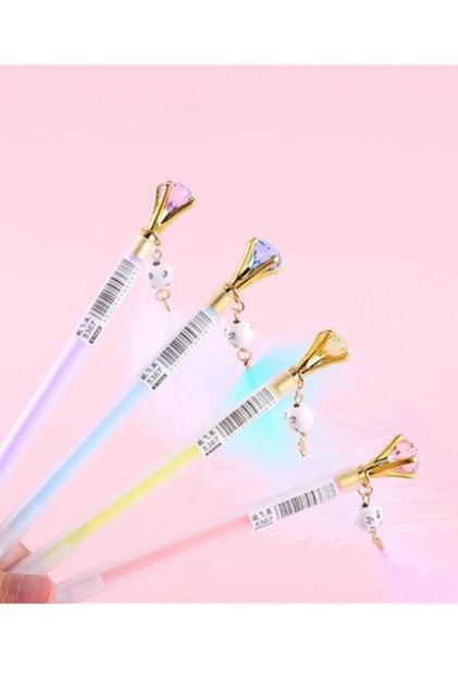 Tüylü İnci Detaylı Kurşun Kalem | 0.7 mm Uç – Pastel Tekli