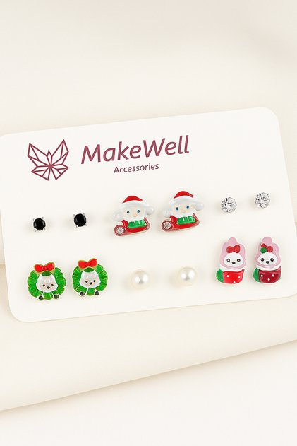 Steel Needle Hello Kity Kuromi My Melody Designed Christmas Earrings for Children and Teenagers