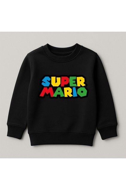Supermario Printed Crew Neck 100% Cotton Kids Sweatshirt