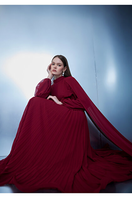 green emerald velvet dress Esme Burgundy Square-Neck Maxi Dress With Cape Sleeves – Club L London main image 0