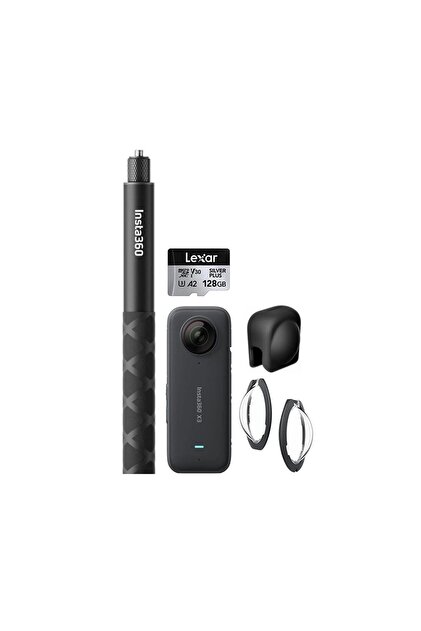 Insta360 X3 360 Aksiyon Kamera + 114 cm Yeni Versiyon Selfie Stick