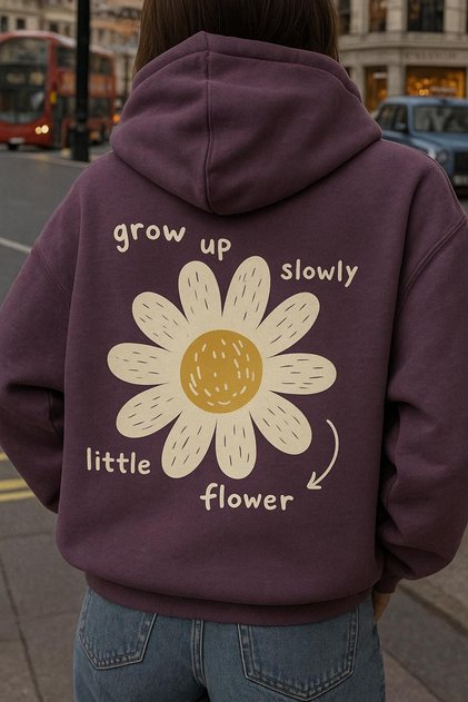 Premium Unisex Hooded Oversized Sweatshirt – Little Flower Papatya Collection