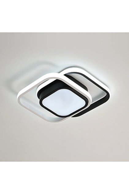 Lustra LED 24W - 3 Patrate, 3 trepte de culoare , Design Modern, 25x17x6 cm, Negru