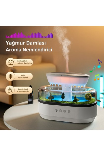 Doğa Efektli Hava Nemlendirici Led Işıklı Aroma Difüzör Buhar Makinası