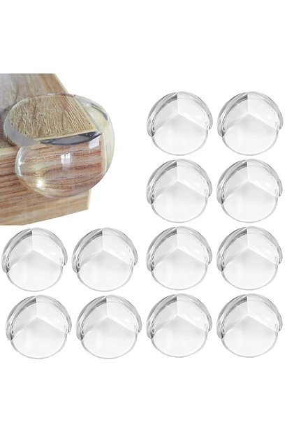 Set 12 protectii colturi, QuTek, forma rotunda, Silicon, Transparent