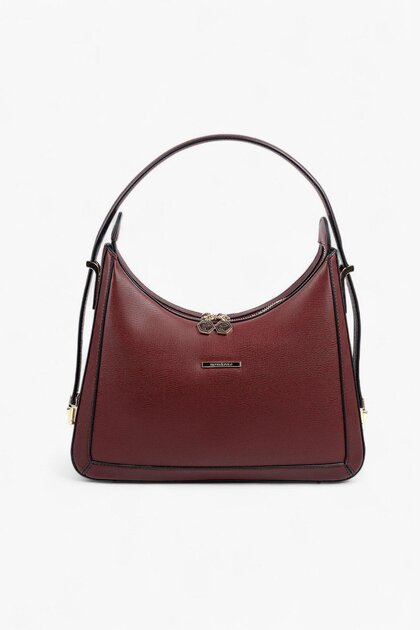 Burgundy - Burgundy Plain Women's Shoulder Bag Sp1187