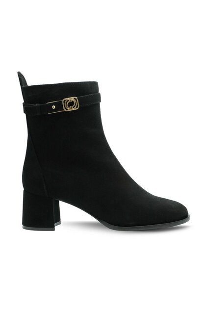 حذاء ذو نعل مطاطي بمشبك وسحاب Z524 SUEDE BLACK C03 (أسود من جلد الغزال)