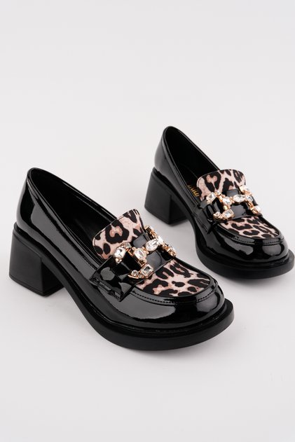 Smr-14997 Thick Heel Leopard Pattern Loafer