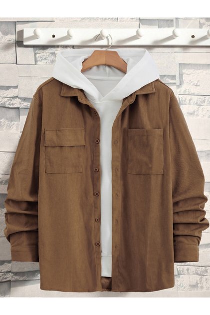 Men Texture Pocket Detail Long Sleeve Jacket