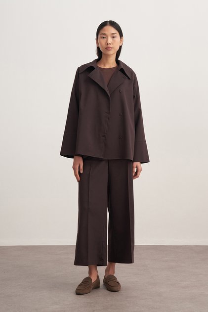 Women's Gabardine Double-Breasted Shirt Brown