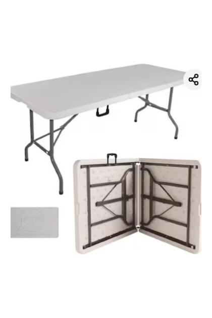 6-Feet Heavy-Duty Foldable Table with Handle & Steel Legs – Portable for Indoor and Outdoor Use