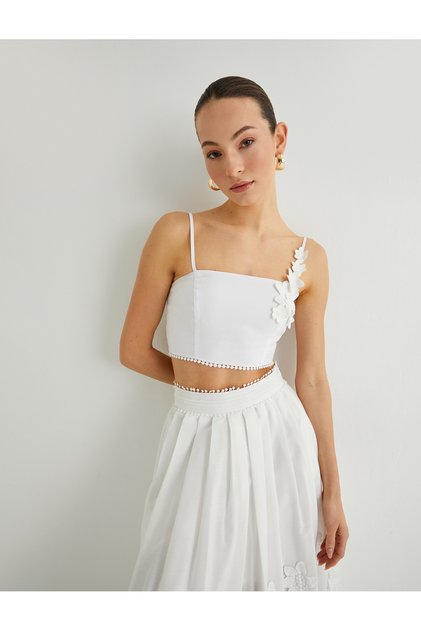 Floral Detailed Crop Bustier