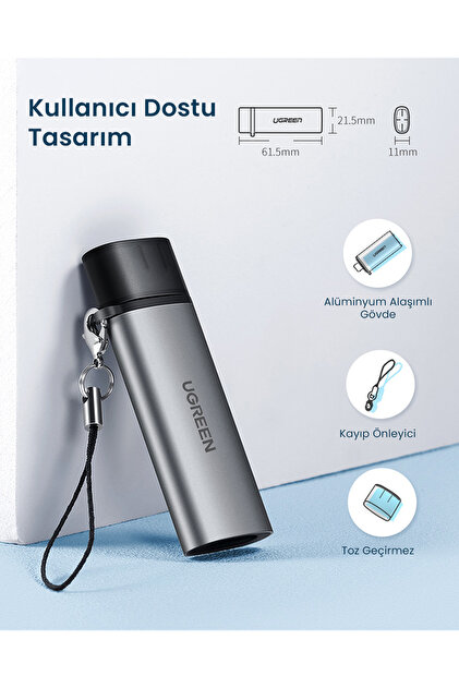 Ugreen 2-in-1 USB-C SD, TF OTG Kart Okuyucu Adaptör, 50704