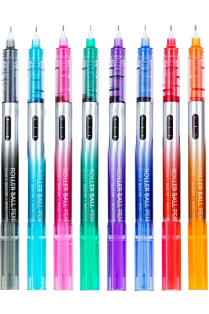 KRAF Enjoy 0.5 İğne Uçlu Roller Ball Pilot Kalem Seti - 8 Renk