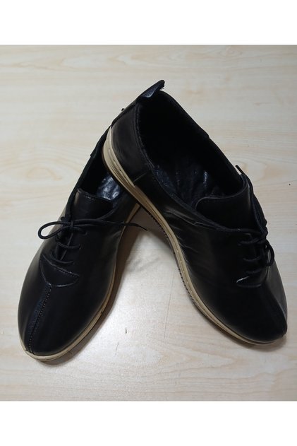 Inside and Outside Are Completely Genuine Leather, Lace-Up Orthopedic Black Shoes