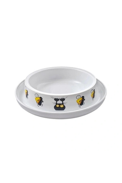 Kedi ve Fare Desenli Kedi Mama ve Su Kabı 210 Ml