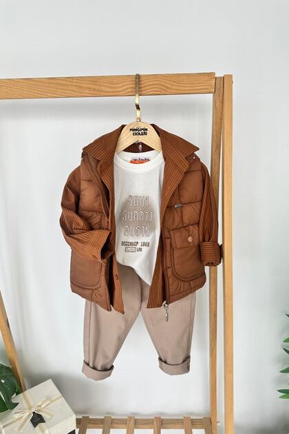 My Little One's Cicileri Inflatable Vest Set Boys' 4-Piece Set with Shirt - Tan