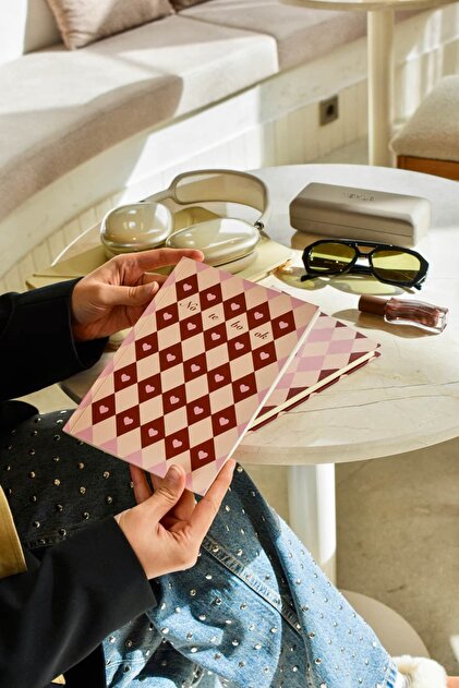 Paper Lab Pink & Red Plaid Dotted Notebook (A5)