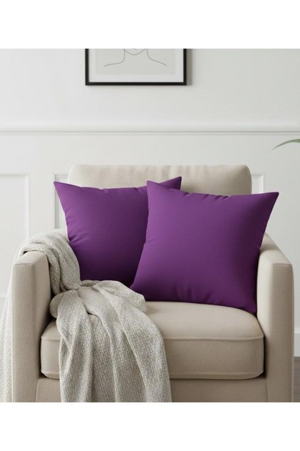 Rio Flat Linen Cushion Cover 2 Pieces Square Purple