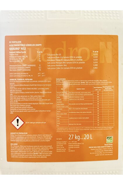 DOKTOR TARSA Quadro N32 Üre Amonyum Fosfat (UAN32) Sıvı Gübre 20