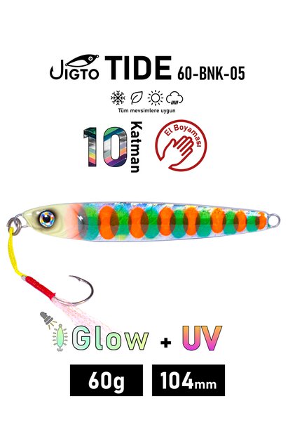 Jig, Zoka, Suni Yem, Glow UV Metal Jig, 60Gr 10cm Tide 60-BNK-05