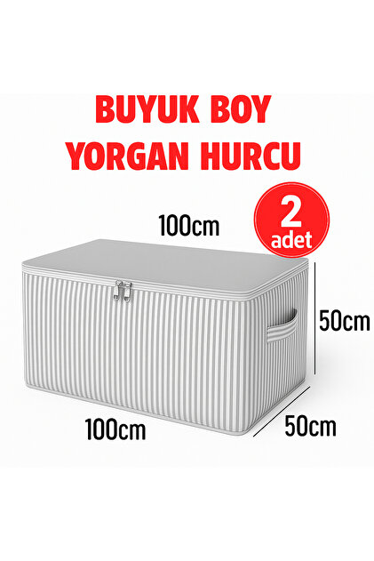 HURCEVİM 6 Adet - Antrasit Çizgili Büyük Boy Hurç Seti - Baza Altı