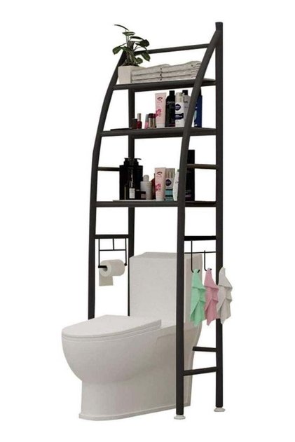 3-Layer Storage Rack Above The Toilet, Easy To Install, Space-Saving, Black