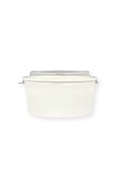 50 Pieces White Cardboard Salad Bowl with Lid 750Cc