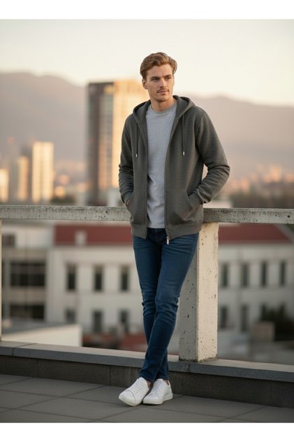 MUŠKA SWEATSHIRT SA KAPULJAČOM I ZAKLOPOM