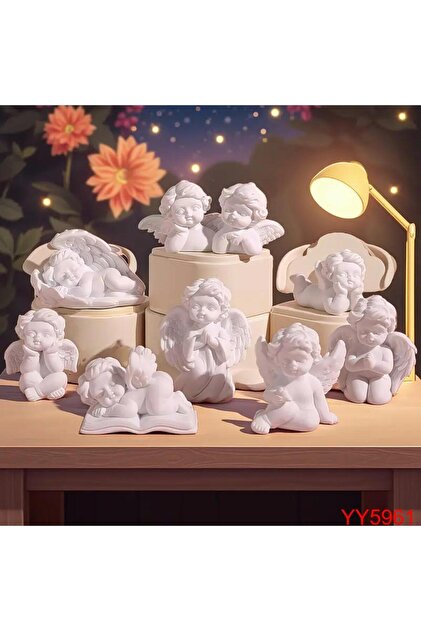 YY5961 8 Adet Melek Mum Biblo Siikon Kalıp