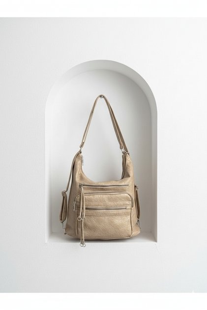 New Stylish and Convenient Soft Leather Multi-Section Large Size Backpack and Shoulder Bag