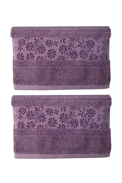 2 Pieces Cotton Hand-face Towels (50x80)-blossom Plum