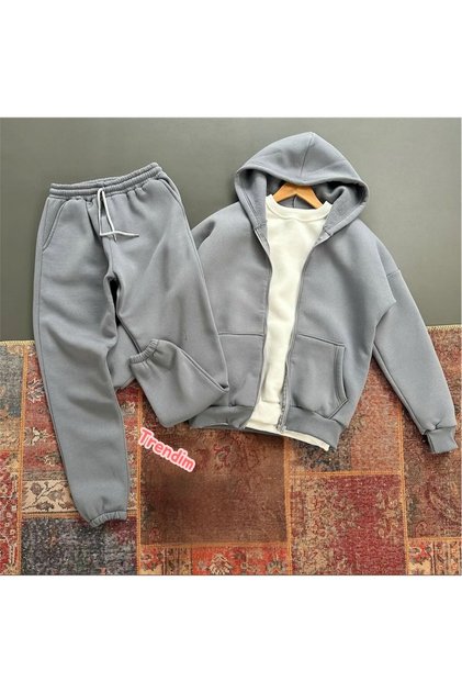 Unisex Fleece-Lined Hooded Tracksuit Set – Warm, Comfortable, and Casual Heavyweight Grammage Sport Style 2-Piece