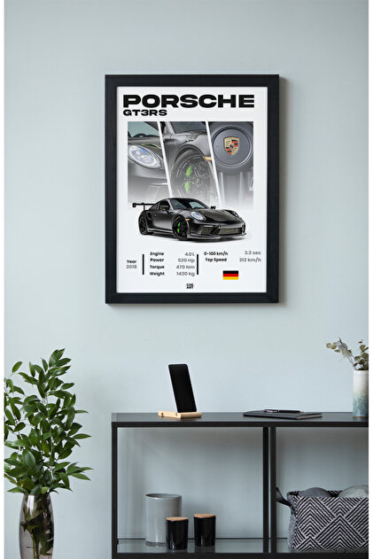 gxe.art Porsche 911 GT3 RS Ahşap Çerçeveli Poster Tablo – Track