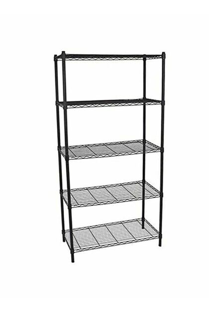 5-Tier Heavy Duty Storage Shelving Unit Wire Shelves Organizer Shelf Rack Black 55x30x20