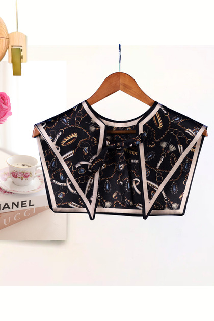 Luxury Vintage Accessory Themed Chain Patterned Shoulder Shawl | Iconic Chain Special Cut Scarf Collar
