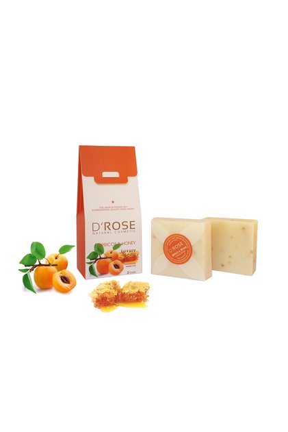 Natural Herbal Apricot Honey Soap 2 X 100 Gr - Silky Soap with Special Skin Care Formula That Does Not Dry the Skin