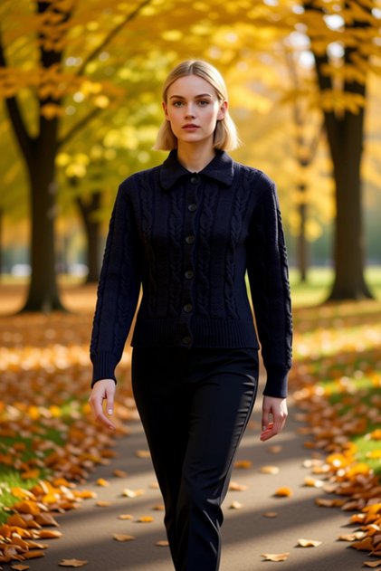Women's Hair Braided Soft Textured Polo Neck Low Armhole Relaxed Fit Knitwear Cardigan Everyday Elegance and Comfort