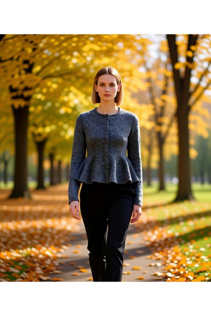 Women's Crew Neck Sweater with Flared Hem and Buttoned Knit Cardigan Long Sleeve Relaxed Fit for Your Everyday Style