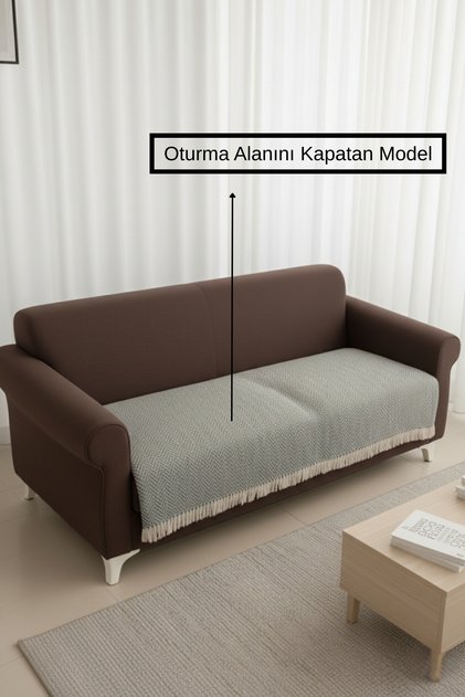 NaturaLux Pamuk Koltuk Örtüsü 100x210 Bohem Koltuk Şalı Çekyat Berjer Oturma Yerini Kapatan|Antrasit