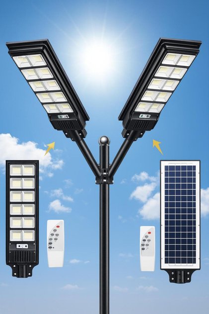 1200W 20000 LÜMEN 648 LED 10 GÖZLÜ SOLAR GÜNEŞ ENERJİLİ 79.2 CM UZUNLUĞUNDA UZAKTAN KUMANDALI SENSÖR