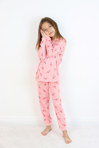 Kız Çocuk Orta Kalınlıkta Basic Baskılı Pijama Takımı